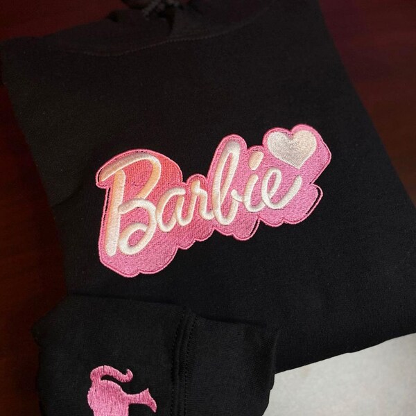 Barbie Embroidered Sweatshirt, Embroidered Doll Crewneck Shirts and Sweatshirts, Matching Custom Couple Hoodies, Cute Embroidery