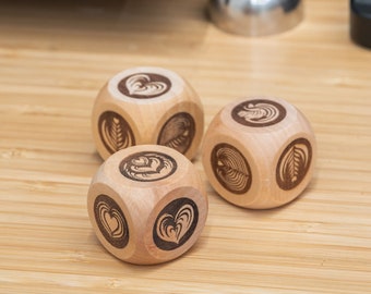 Set of 3 Latte art dice for Baristas, Coffee Lovers