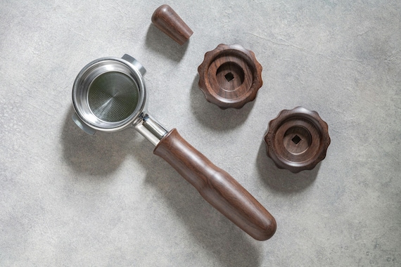 Walnut Rocket Espresso Wood Parts - Engraved Portafilter, 2 Big