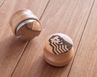 NOTSEK Distributore di caffè 58 mm, in legno di noce, 58 mm, con base in acciaio inossidabile, livellatore per espresso a profondità regolabile, strumento di distribuzione del caffè per portafiltro da