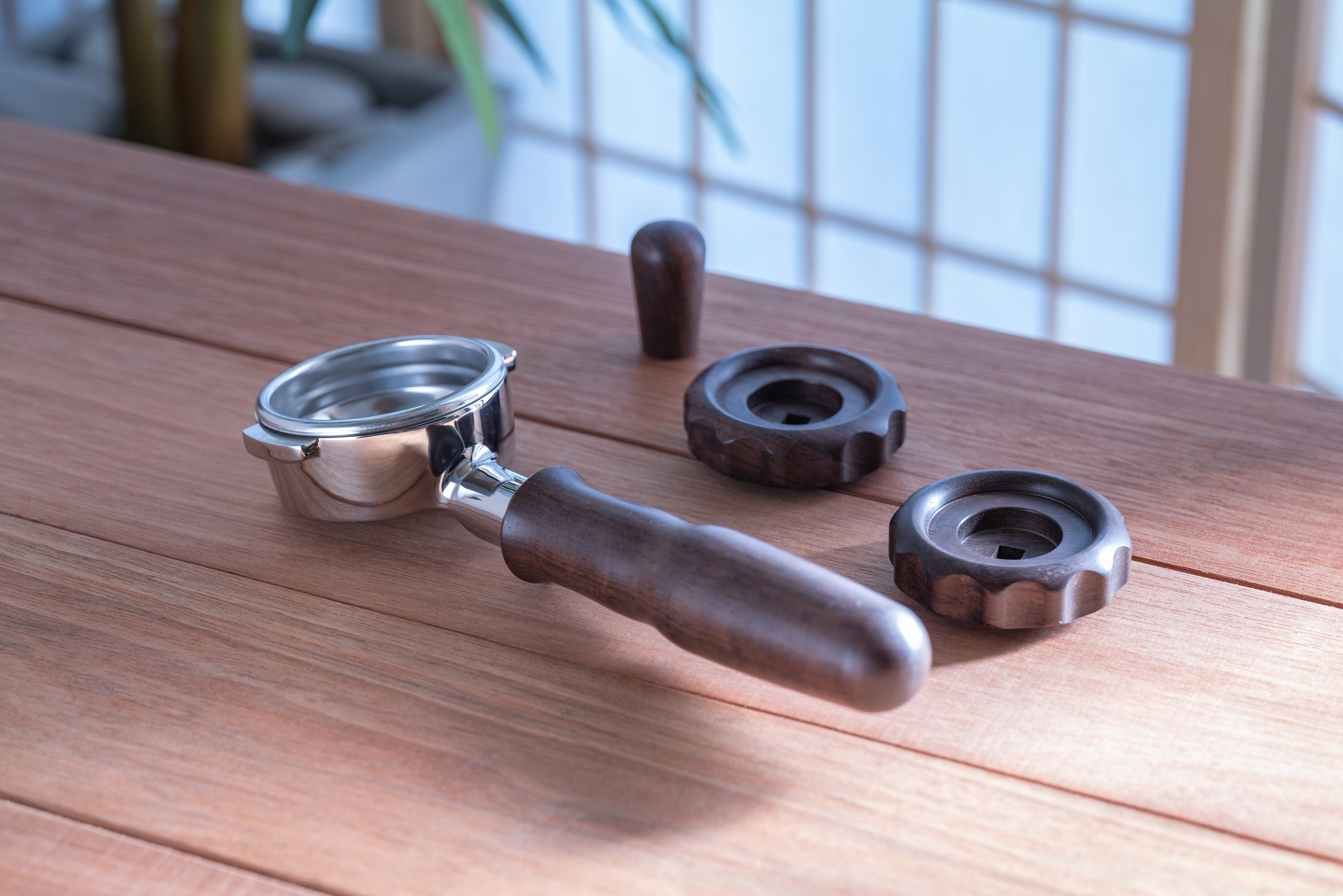 Walnut Rocket Espresso Wood Parts - Engraved Portafilter, 2 Big