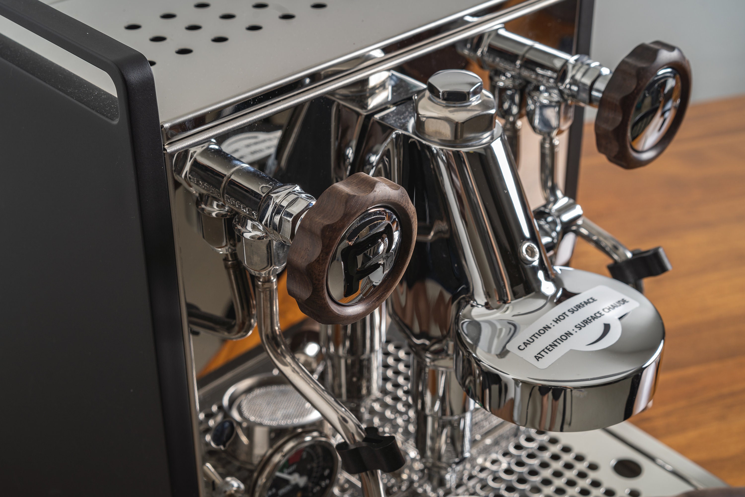 Walnut Rocket Espresso Wood Parts - Engraved Portafilter, 2 Big