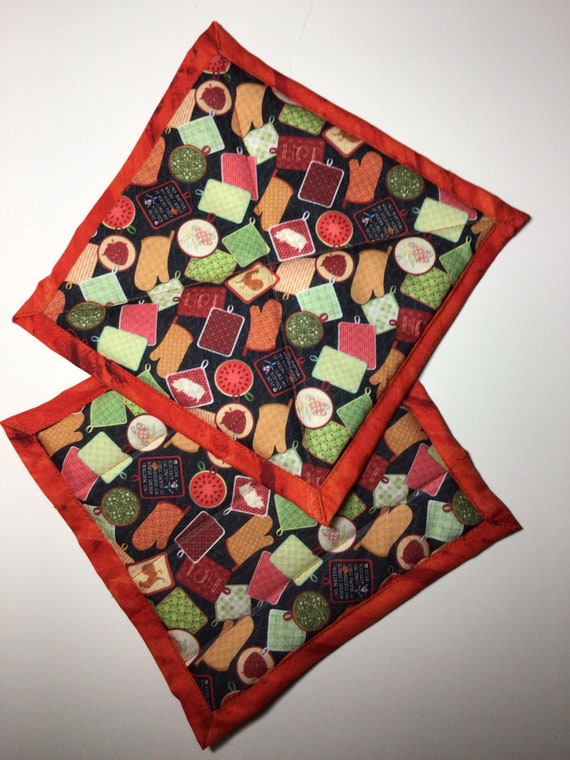 Pot Holders handmade quilted set of 2 potholders Etsy