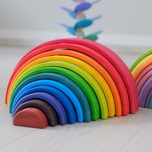 Regenbogen aus Holz | 12 Teile | klassisch | 35 cm (Breite) x 17 cm (Höhe) x 7 cm (Tiefe) | handmade | Montessori