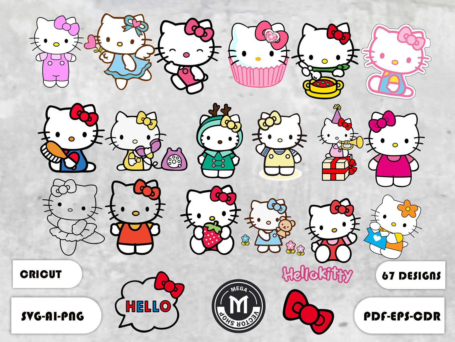 Download Hallo Kitty Svg Hallo Kitty Geburtstag Svg Bundle Animation | Etsy