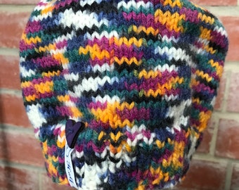 Hand made multi coloured beret to fit approximately 3-6 months