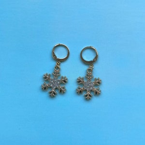 Snowflake Christmas earrings subtle handmade festive winter cute drop earrings jewellery fun present gift winter jewellery image 2