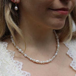 Freshwater pearl necklace bridal jewellery irregular assorted gift for her gold toggle clasp trendy choker mixed size plain staple necklace