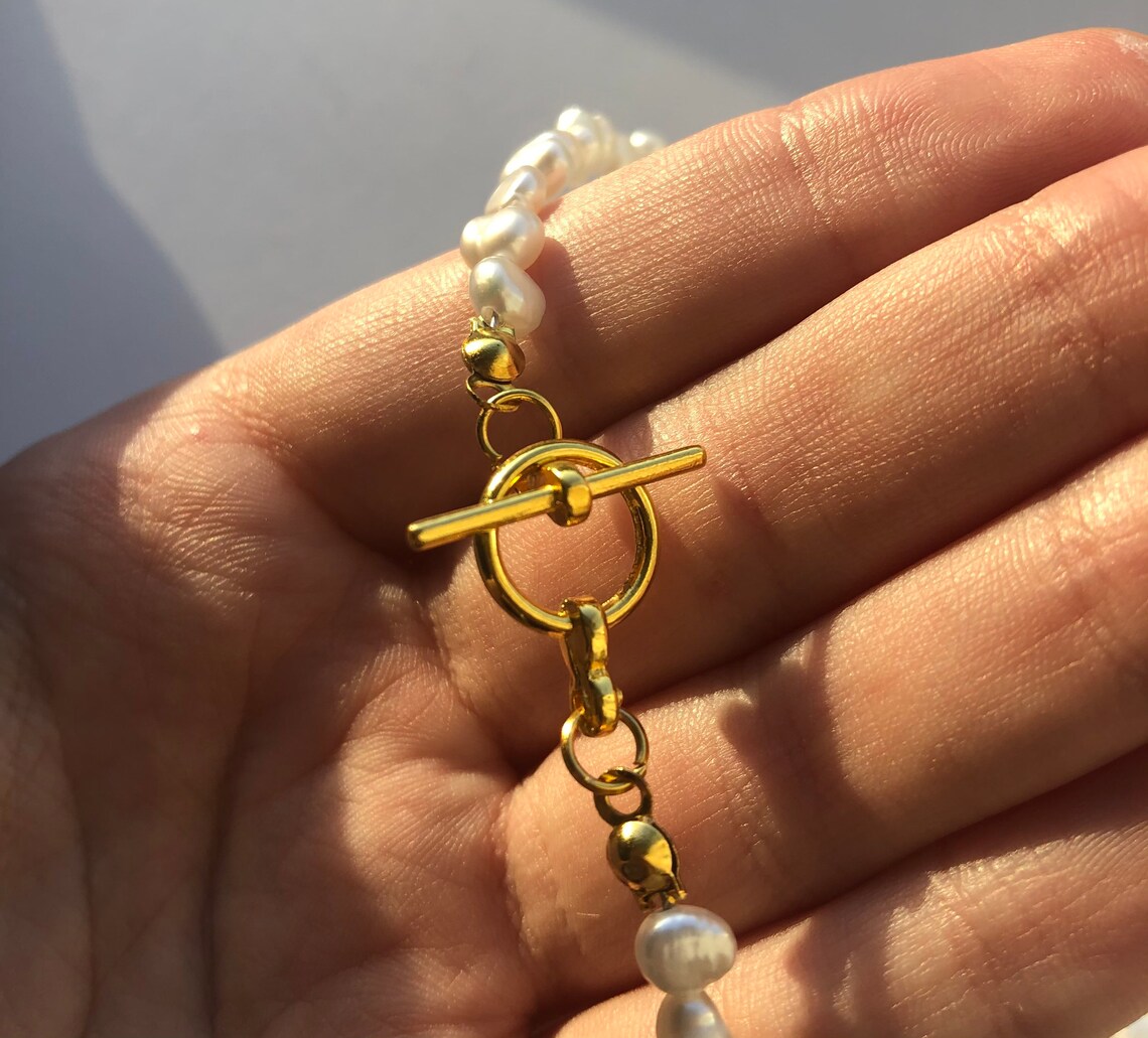 Freshwater pearl necklace Handmade smiley face necklace fresh | Etsy