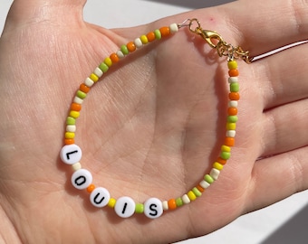 Custom beaded Name bracelet jewellery Handmade assorted beads Custom name word bracelet anklet beaded birthday Christmas gift present