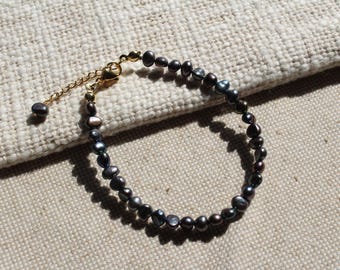 pulseira de pérolas de água doce negras