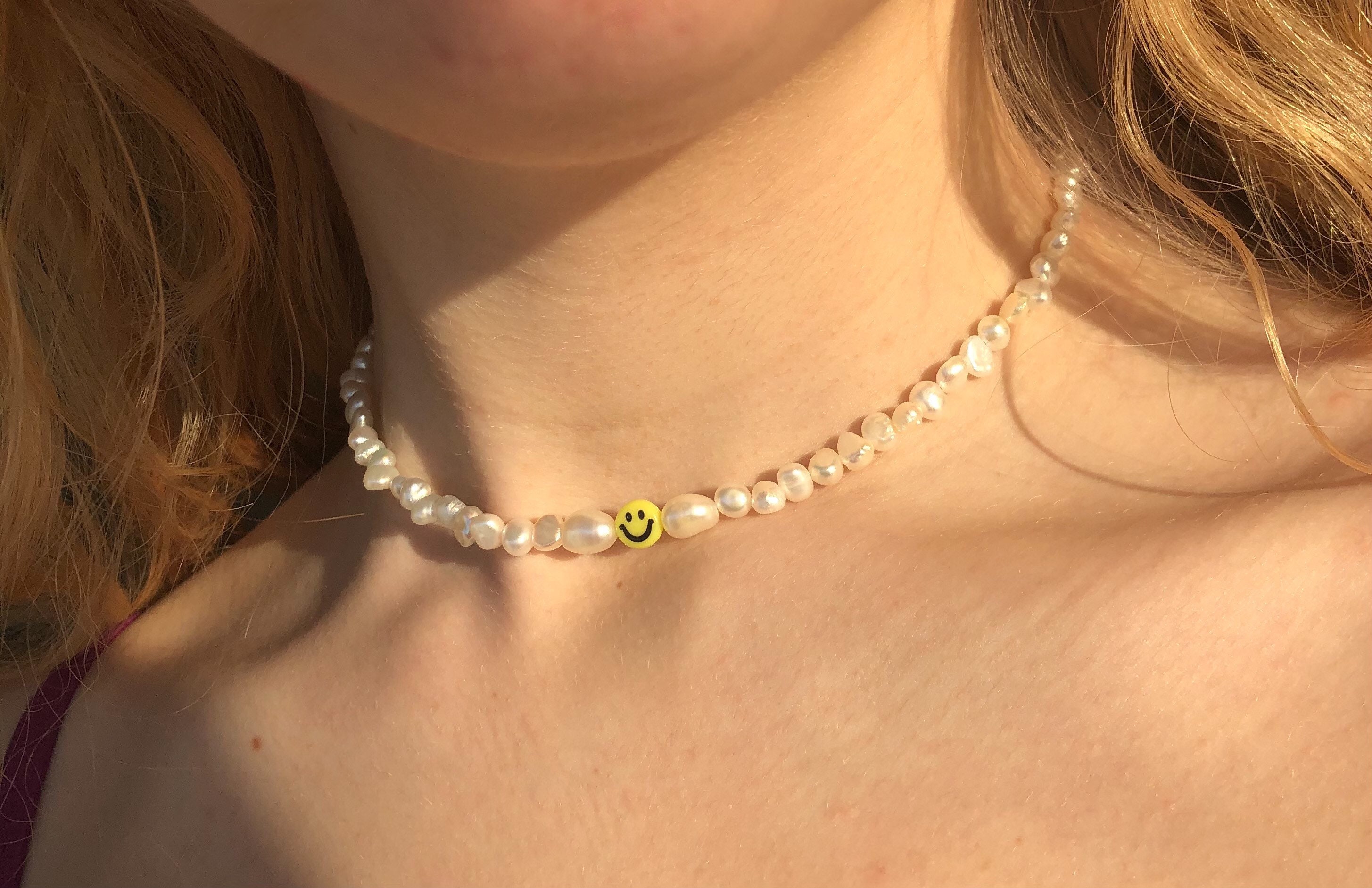 Collana di Perle di Majorca Bianche con Cuore Sacro Dorato | Chapeau