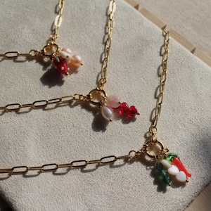custom layered clasp charm necklace, build your own charm necklace, personalised jewellery gold colourful customised gift for her