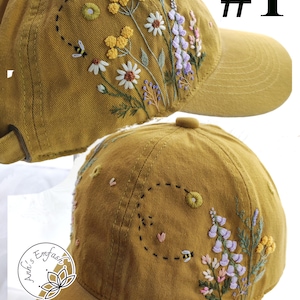 Hand Embroidery Daisy And Bee Hat Floral Denim Cap Baseball Cap hand-embroidery-daisy-and-bee-hat-floral-denim-cap-baseball-cap