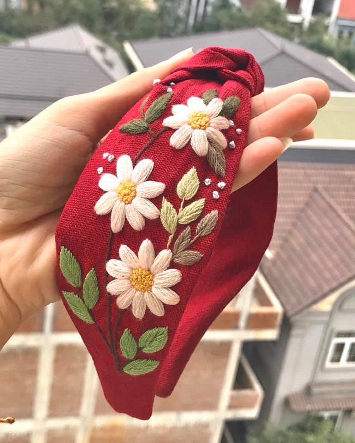 Custom Headband Embroidered Floral Headband Hand embroidery Etsy