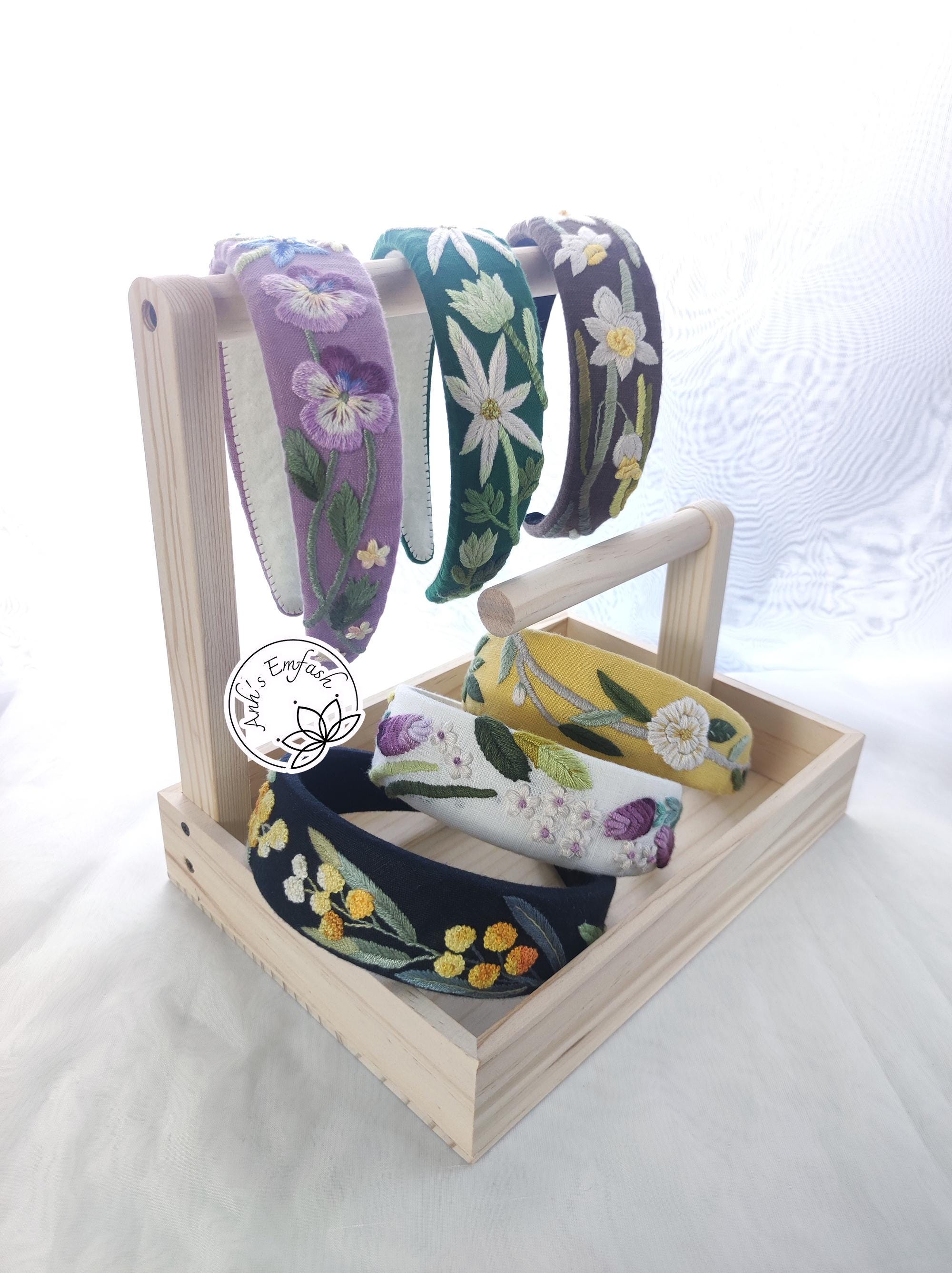 Voll gestickte Blumen Leinen Stirnband handgemachte Haarschmuck für Frau