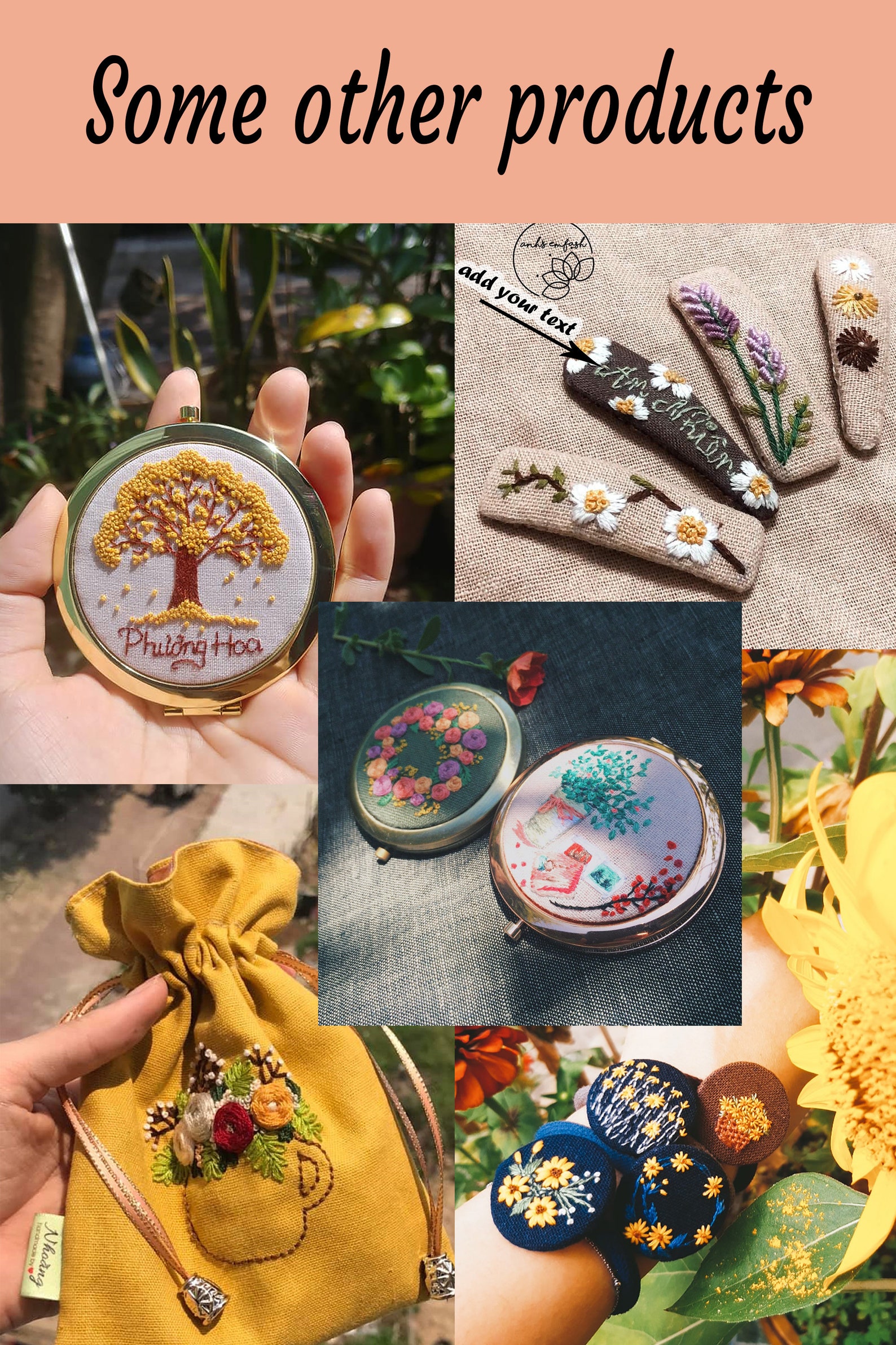 Set of 3 Hand Embroidered Floral Hair Clips Hair Snap Clips - Etsy