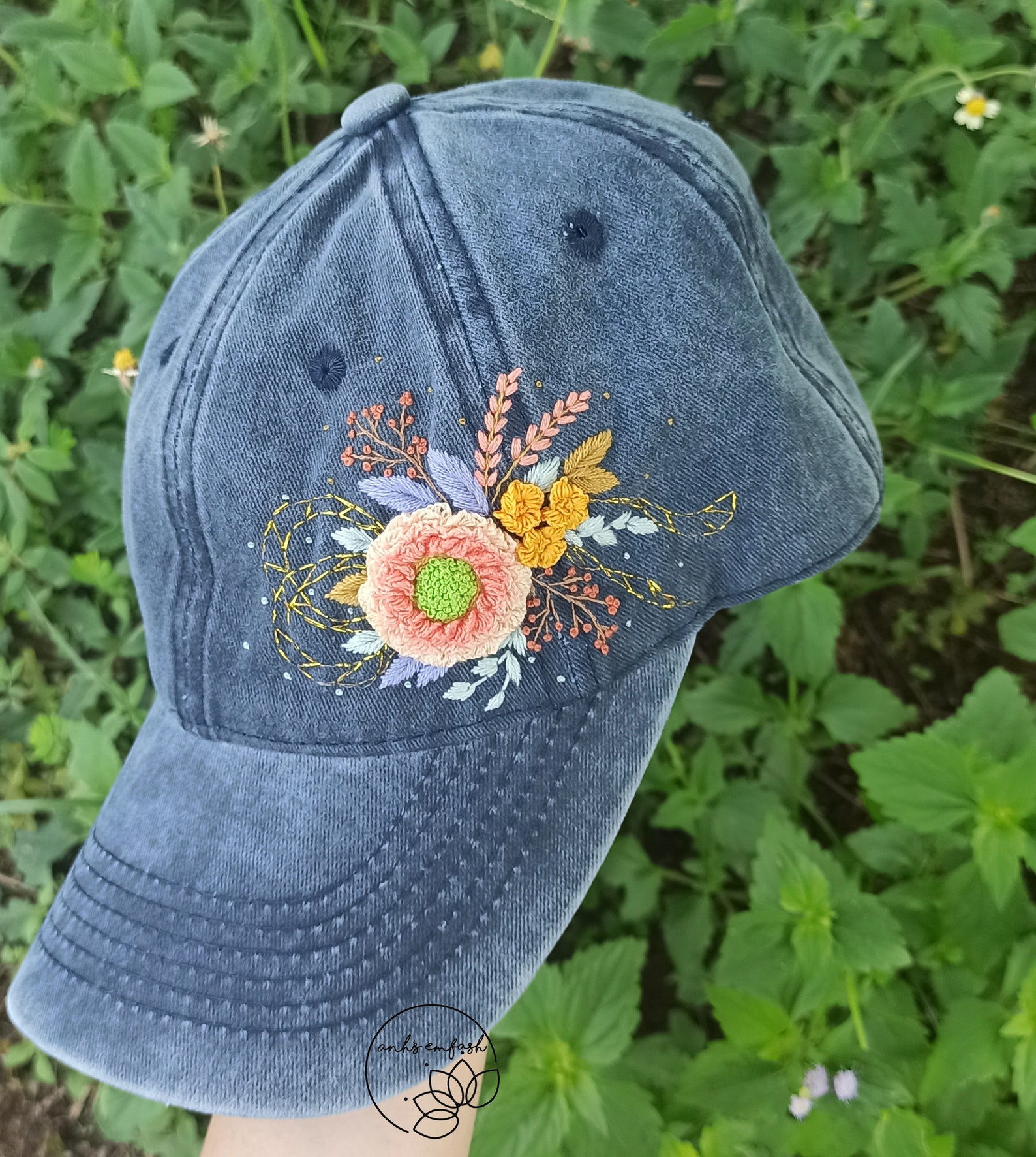 Ready for Shipping Hand Embroidery Floral Hat Embroidered - Etsy