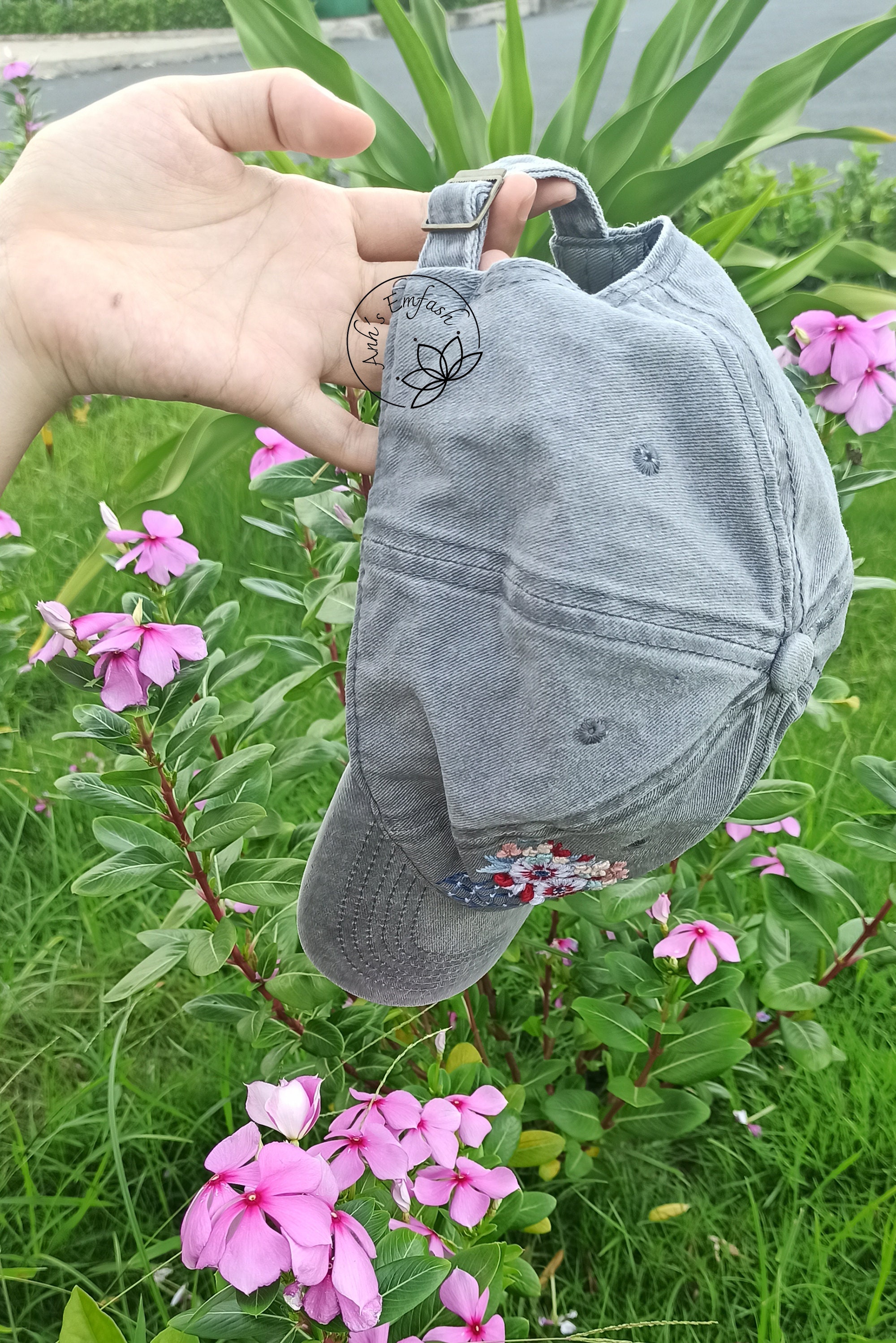 America Ice Cream Hat Hand Embroidered Floral Denim Cap Etsy