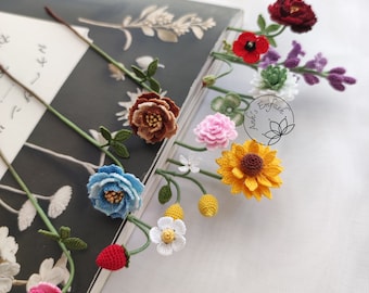 Crochet Flower Bookmark, Handmade Bookmark, Micro Crochet Floral Bookmark, Vintage Gift, Mother's Day Gift Ready for shipping