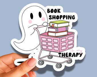 Ghost Sticker: Book Lover Therapy, Kindle Laptop Waterproof Decal