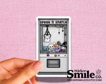 Spooky Sticker – Ghost & Skeleton Claw Machine Halloween Vinyl Decal