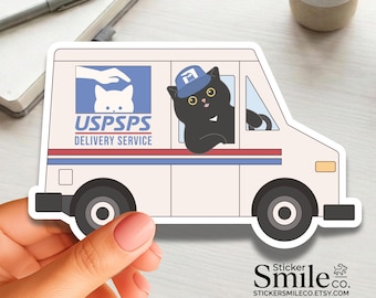 Mail Carrier Cat Sticker Postal Worker Gift Matte or Glossy Vinyl Decal