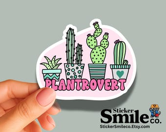 Plantrovert Sticker – Funny Introvert Cactus Decal for Plant Lovers