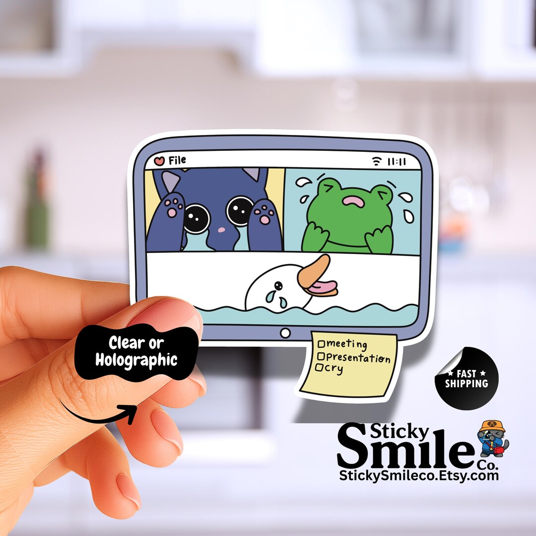 Work From Home Sticker – Funny Crying Characters in Video Chat Decal - Etsy