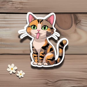 Cat Sticker, Hand drawn Maple the Playful Kitty Decal, Cute & Funny Feline for Cat Lovers, Pet Owners, Phone, Laptop Accessories