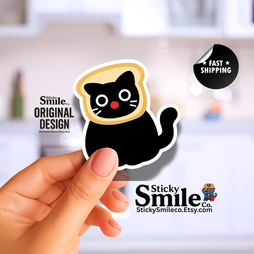 Bread Cat Meme Sticker: Funny Black Cat Vinyl Decal - Etsy