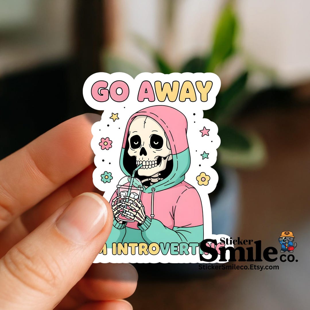 Introvert Skeleton Sticker – Funny Pastel Goth Quote Decal - Etsy