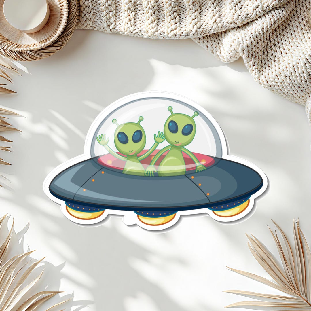 Alien UFO Sticker, Retro Sci-fi Space Decal for Alien Lovers, UFO ...