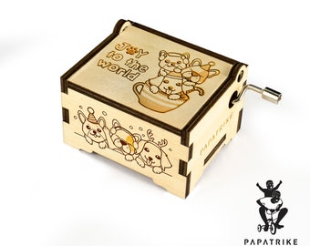 Personalized Doggies Engraved Music Box, Joy to the World, Natural Basswood, 10+ music available, Custom Engraved Loving Notes/ Photo