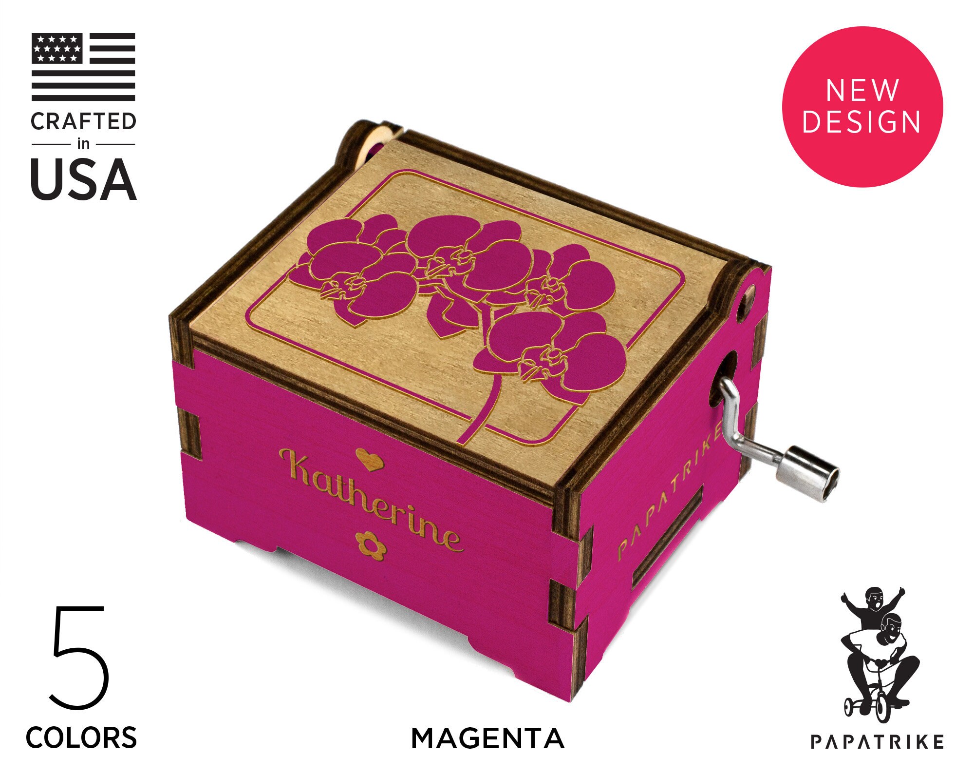 Personalized Orchid Flower Music Box 5 Colors on Basswood Etsy