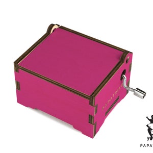 DIY personalized clean plain modern Music Box, 8 Color Basswood Options, 32 music available Magenta