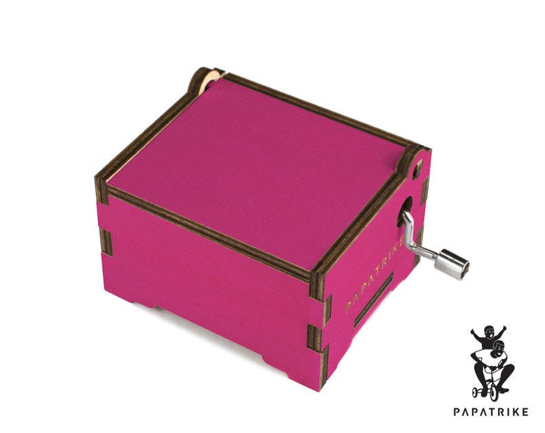 DIY personalized clean plain modern Music Box, 8 Color Basswood Options, 32 music available Magenta