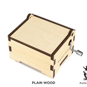DIY personalized clean plain modern Music Box, 8 Color Basswood Options, 32 music available Natural Wood