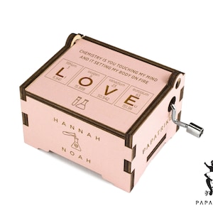 Personalized Chemistry -L-O-V-E- Element Music Box, 5+ Colors on Basswood, 32+ music available, Custom Engraved Notes/ Photo