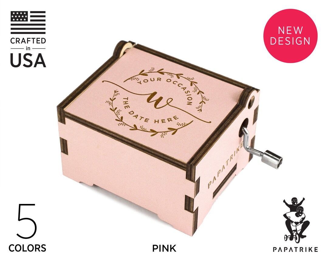 Personalized Elegant Flower Music Box, 5 Colors on Basswood, 32 Music