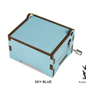 DIY personalized clean plain modern Music Box, 8 Color Basswood Options, 32 music available Sky Blue