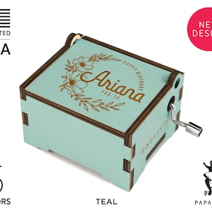 Personalized Floral Music Box: Custom Engraved Basswood, 30+ Songs