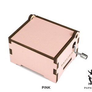 DIY personalized clean plain modern Music Box, 8 Color Basswood Options, 32 music available Pink