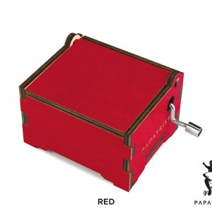 DIY personalized clean plain modern Music Box, 8 Color Basswood Options, 32 music available Red