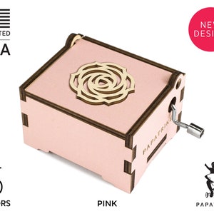 Caja de música rosa personalizada, más de 5 colores en tilo, más de 32 música disponible, notas/fotos de amor grabadas personalizadas