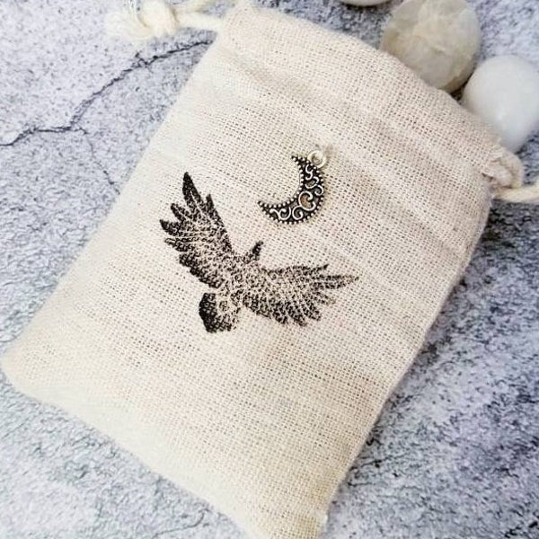 Celtic,crow,raven,spell bag,crystal bag,3x4 inch,witchy pouch,witch bag,witchy jewelry bag,grisgris bag,wiccan pagan storage,herb bag