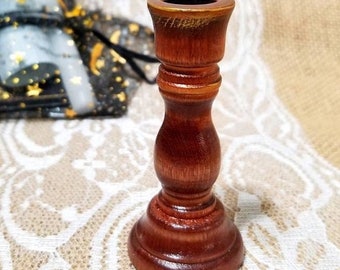 Cozy Cottage,spell candle holder,rustic,handmade,3 inch tall,altar candle holder,chime holder,wiccan pagan altar,candle magic,brown,wood