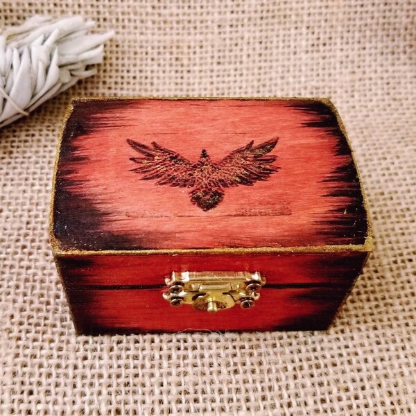 Celtic raven,altar box,3x2,hand painted,wish box,manifestation box,trinket box,wiccan pagan altar,crow box,druid crow,druid altar,viking box