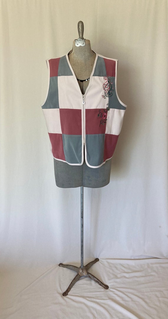 90s vintage g. w. patchwork zipper vest | sage gre