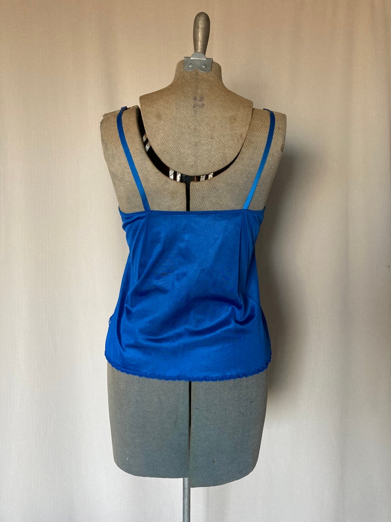 1980s 1990s Sears Isn/'t It Enchanting Union Tag Vibrant Royal Blue Lace Camisole Cami Pink Rose Accent Size 36